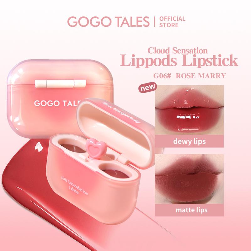 [BPOM]GOGO TALES LipPods Lipstik Cloud Sense Dual Colour Lipcream Lip Matte Velvet Lipstick Lip Tint Anak Sekolah Make Up Lip Gloss Bibir GT621 1