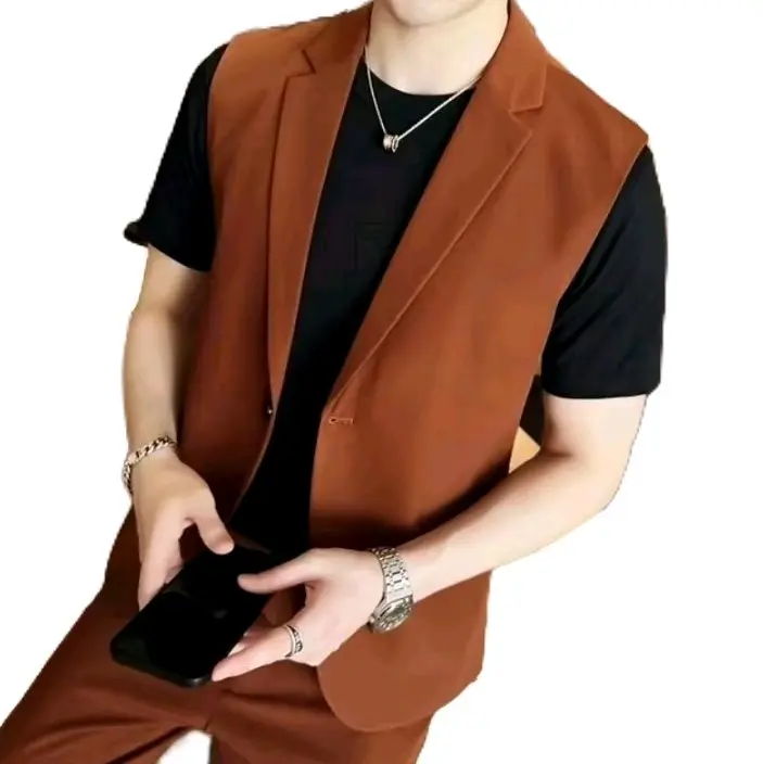 Jas Blazer Pria Tanpa Lengan kekinian Formal Semi Kantor Casual