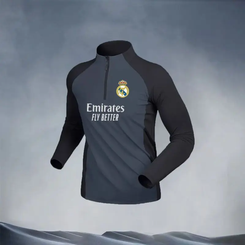 Trang Phục Bộ Đồ Tập Bóng Đá, Dành Cho Nam Giới, Mùa Xuân Chạy Bộ Thể Thao, Tay Áo Dài Zipper, Có Manchester City, Barcelona, Paris Và Real Madrid, 2324 Top 3