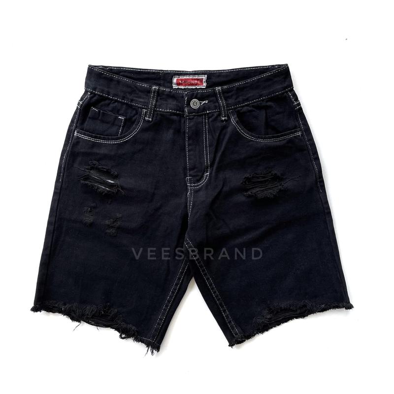 Celana Jeans Pendek bermuda Pria Warna Hitam 0