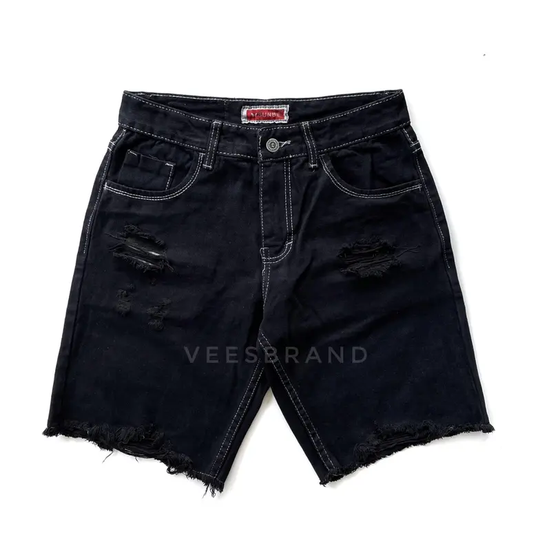 Celana Jeans Pendek bermuda Pria Warna Hitam 0