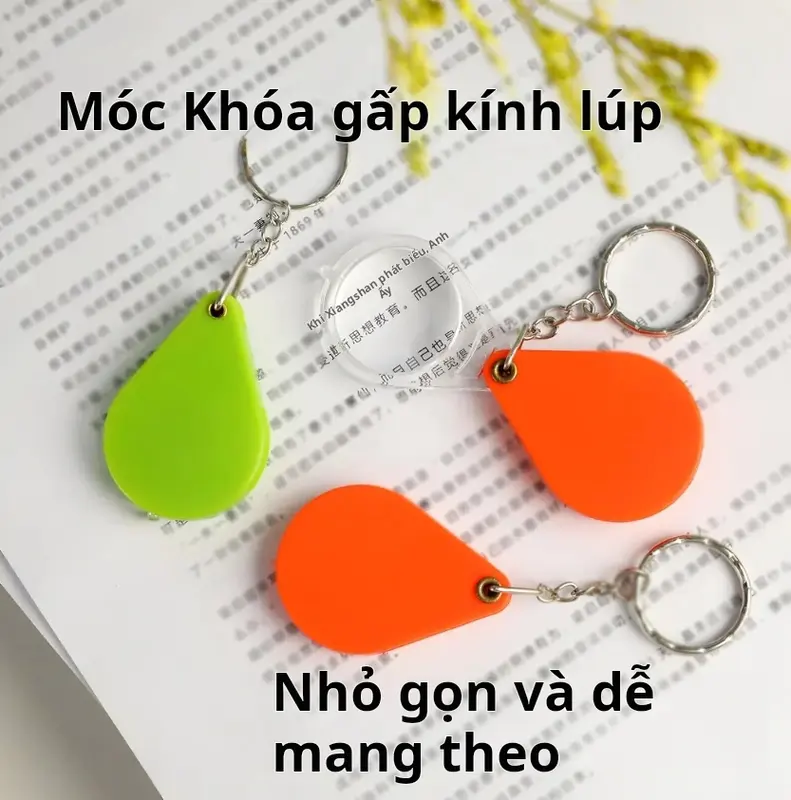 Kính lúp móc chìa khóa hai gói, kính lúp có thể gập lại, nhỏ và dễ mang theo 2