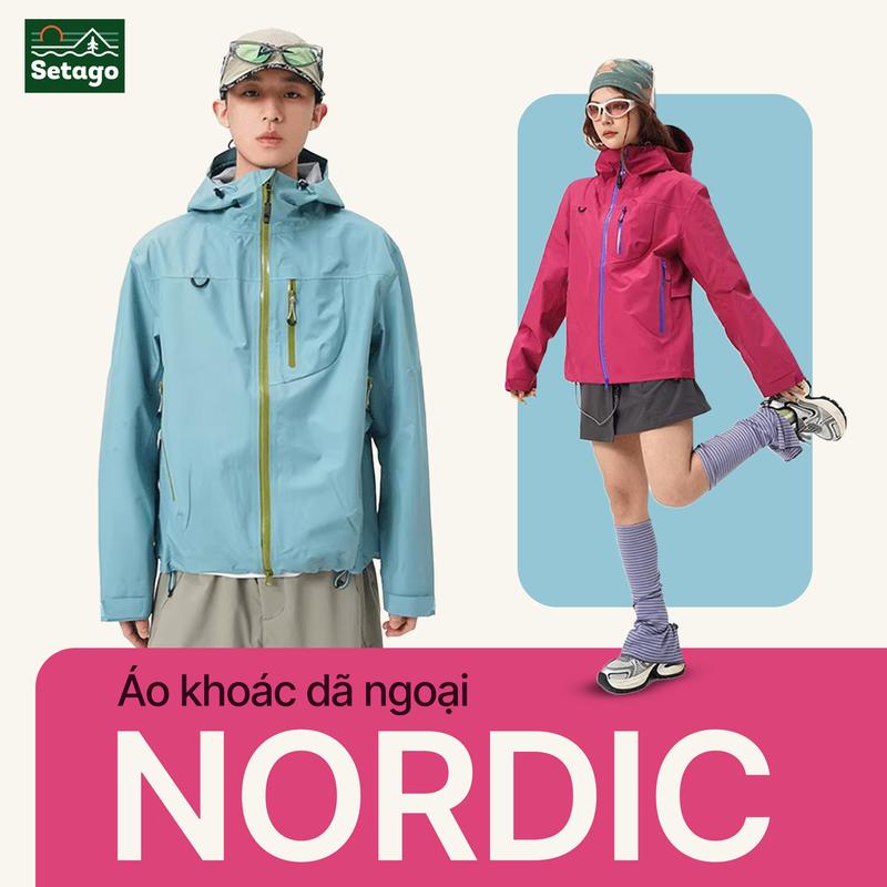  Áo khoác dã ngoại Nordic - Áo gió 2 lớp áo gió trekking áo gió leo núi trượt nước 