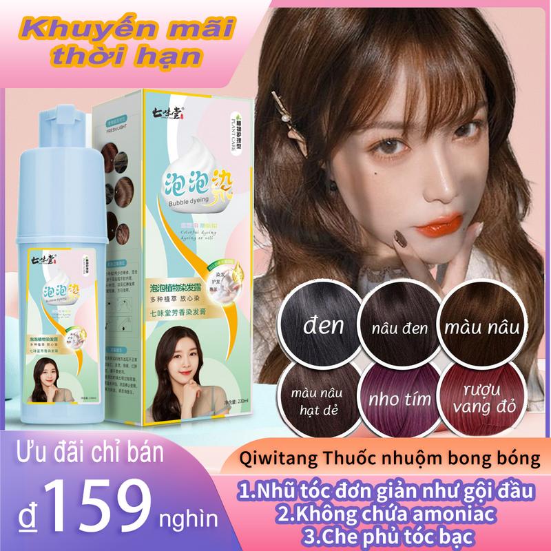 Thuốc Nhuộm Tóc Bong Bóng Thảo Dược, Qiwitang, Một Lần Rửa Che Phủ Tóc Màu Xám, Sử Dụng Tại Nhà, Kem Nhuộm Màu Và Đen, Thuốc Nhuộm Tóc Tự Nhiên