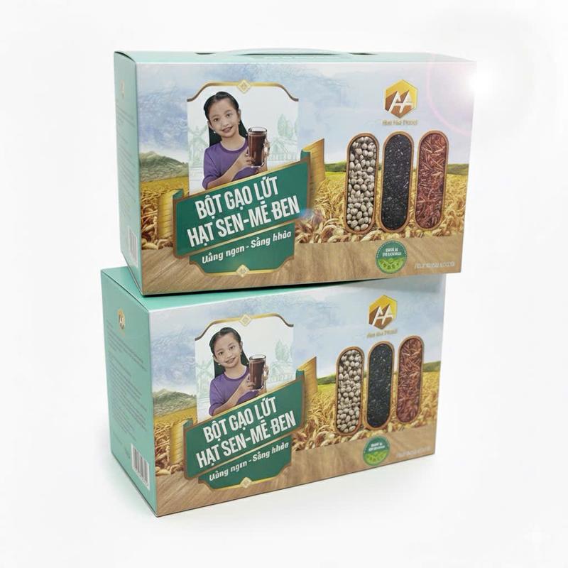 Bột Gạo Lứt, Hạt Sen, Mè Đen. ( 2 hộp 800g )  , lượng đường thấp .thay thế bửa ăn .bột ngủ cốc, Chua ,Snack Food