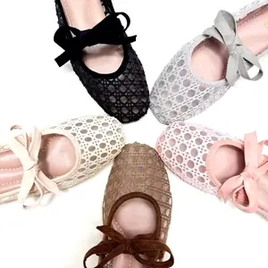 Dluna - [ORI] Elly Flatshoes Model Jaring Tali Pita Empuk dan Nyaman || Flatshoes Wanita Jaring | Sepatu Kerja Wanita