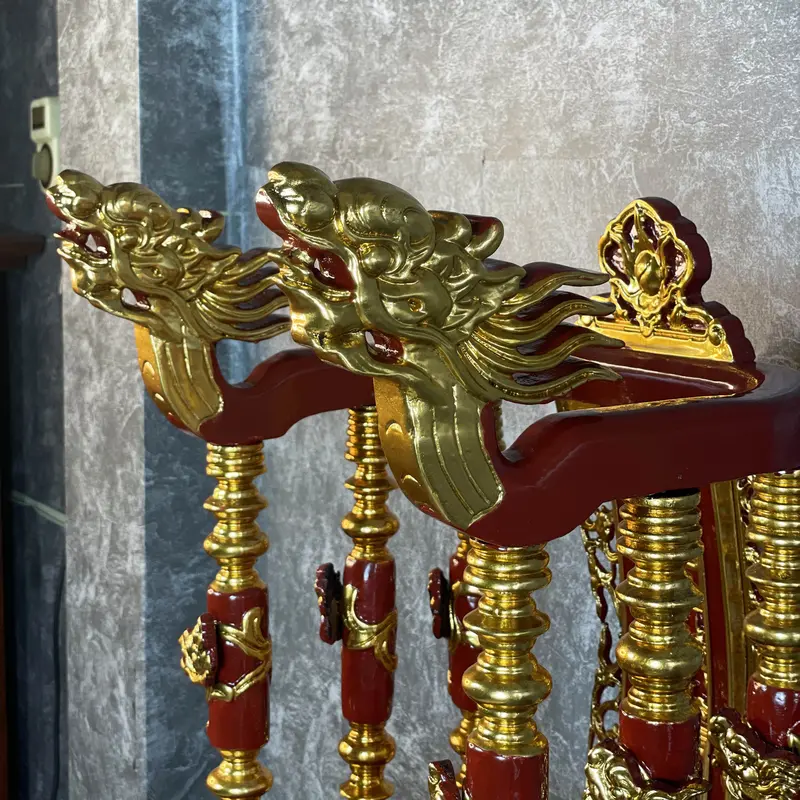Ngai cột rồng song long bàn thờ sơn son thếp vàng cao 71,85,97cm 6