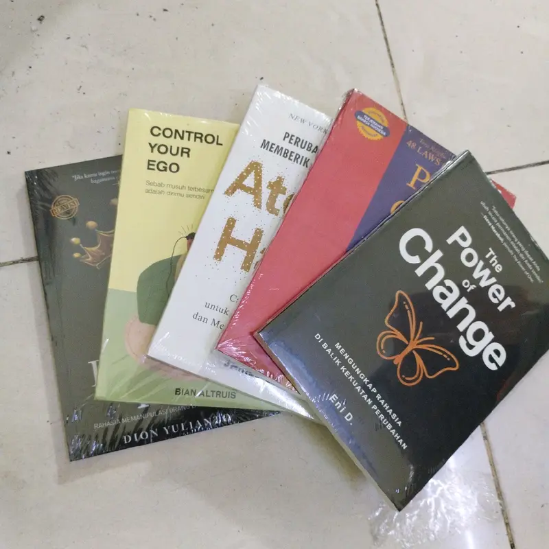 paket 5 buku the power of change 48 laws of power atomic habits control your ego the principles of power 3