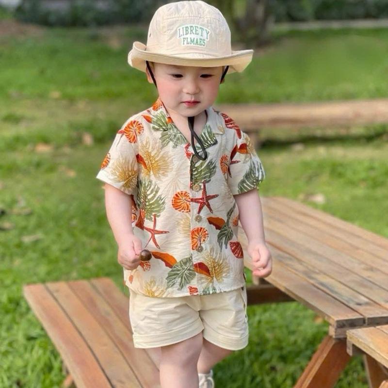 ( Tặng Kính ) Set đũi hoạ tiết kèm quần thô kaki mềm cho bé trai từ 8-30kg mặc đi biển , đi chơi , ở nhà siêu đẹp