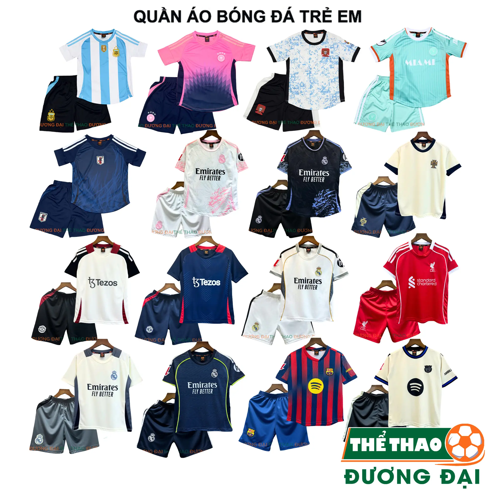 Quần Áo Bóng Đá Trẻ Em Siêu Dễ Thương Thun Mè Cao Cấp Thoáng Khí Đồ Đá Banh Cho Bé