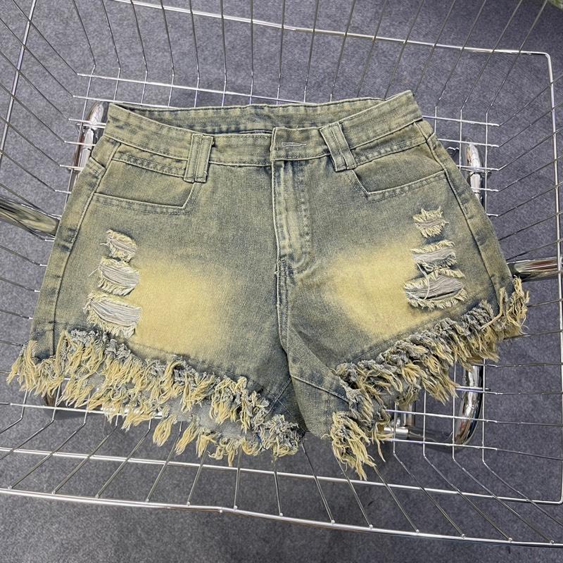 BG14 Quần Short Jean Bigsize Nữ rách xước 3 tầng tua rua dài 28cm Pants Women