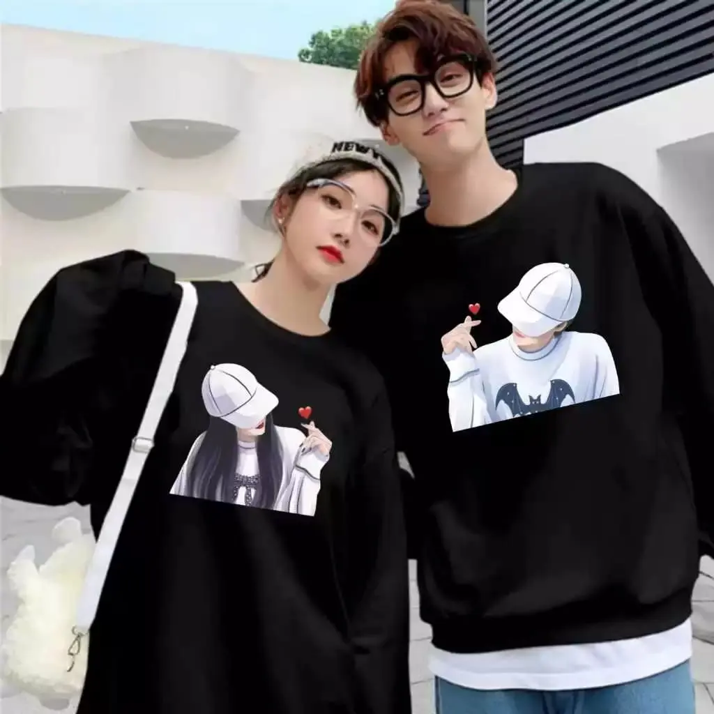 Kaos Couple Pasangan IDOL (Isi 2 Pcs) - Baju Pria Wanita Lengan Panjang VISTATERRY PREMIUM, Motif Sablon Printing Digital - Distro Dewasa  Atasan