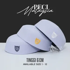 Amire Kopiah - Peci Malaysia Tinggi 6 cm Kualitas Premium kopiah laki laki anak & dewasa songkok Haji tersedia size 1 - 12