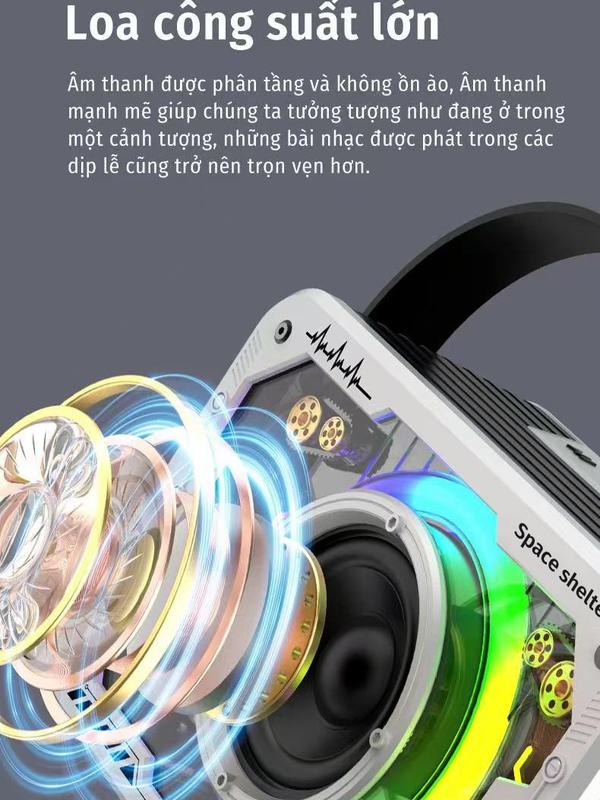 Loa V9 kết nối với điện thoại, máy tính bảng,... tiện lợi, nhanh chóng qua Bluetooth. âm thanh bass tốt, hỗ trợ thẻ nhớ TF, âm thanh lớn, chất âm tốt, đèn led nhiều màu sắc tạo nên không khí sôi động khi nghe nhạc 4