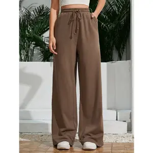 CELANA LOOSE PANTS WANITA CELANA OLAHRAGA WANITA UNISEKS Kantong Karet Lembut Nyaman Panjang Serut Soft tali serut Red Sport Tebal Legging