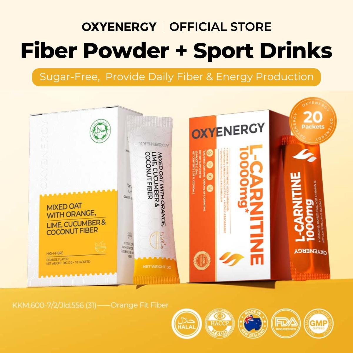 OXYENERGY, Orange Fit (10's) +L-Carnitine (10's) Combo, Natural Fiber, No  Sugar Added, Provide 1500mg High Dietary Fiber, Orange Flavor, HALAL -  TikTok Shop Malaysia