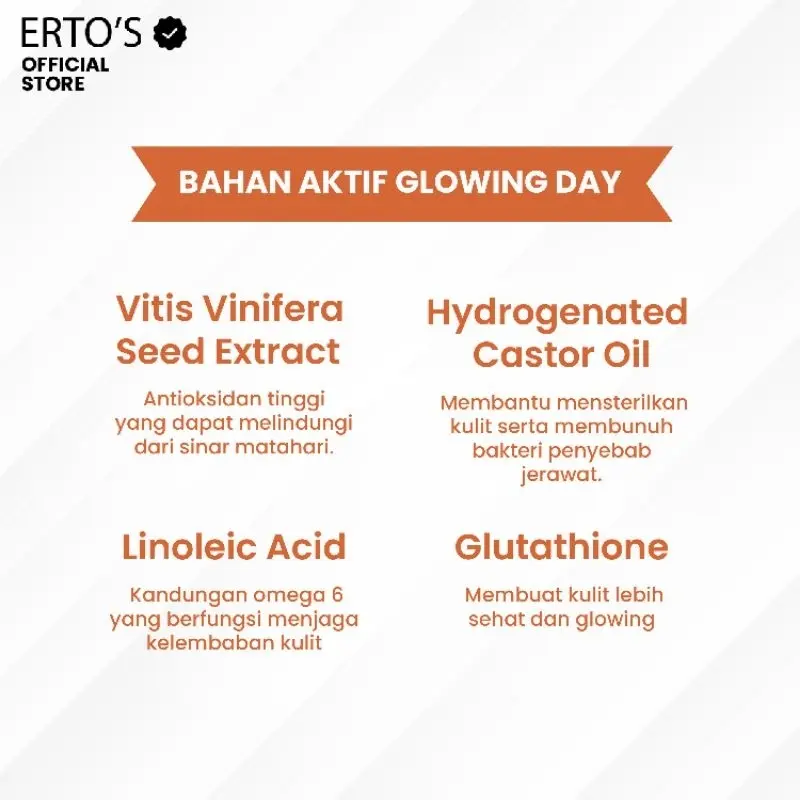 Ertos Glowing Day Cream Semua Jenis Kulit Hitam Mencerahkan Perawatan Wajah 5