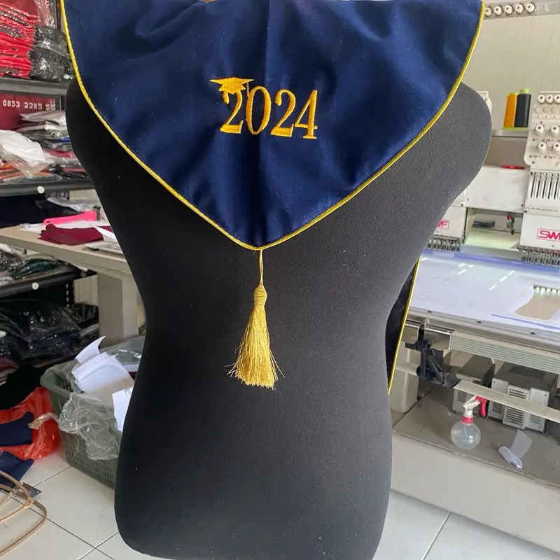 Selempang Wisuda Beludru Navy Prestige Bordir - Syal 1