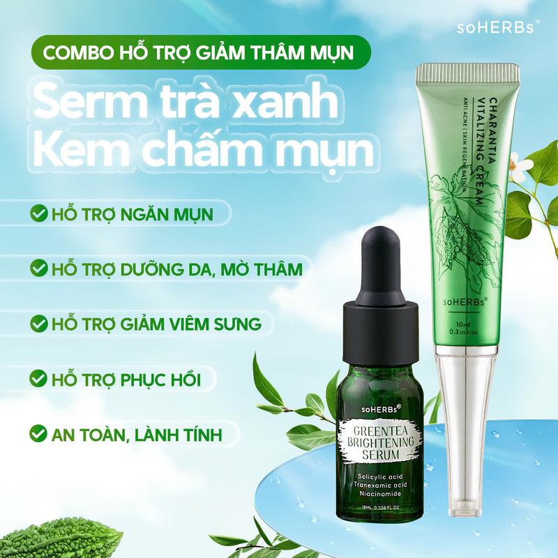 [COMBO DA THÂM MỤN] Cao Khổ Qua + Tinh Chất Trà Xanh : Hỗ Trợ Gom Cồi Và Đều Màu Da Skincare Chăm Sóc Da Mụn Và Thâm