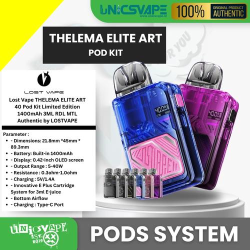 Lost Vape Thelema Elite Art 40 Pod Kit Limited Edition 1400mah 3ml Rdl Mtl  Authentic By Lostvape