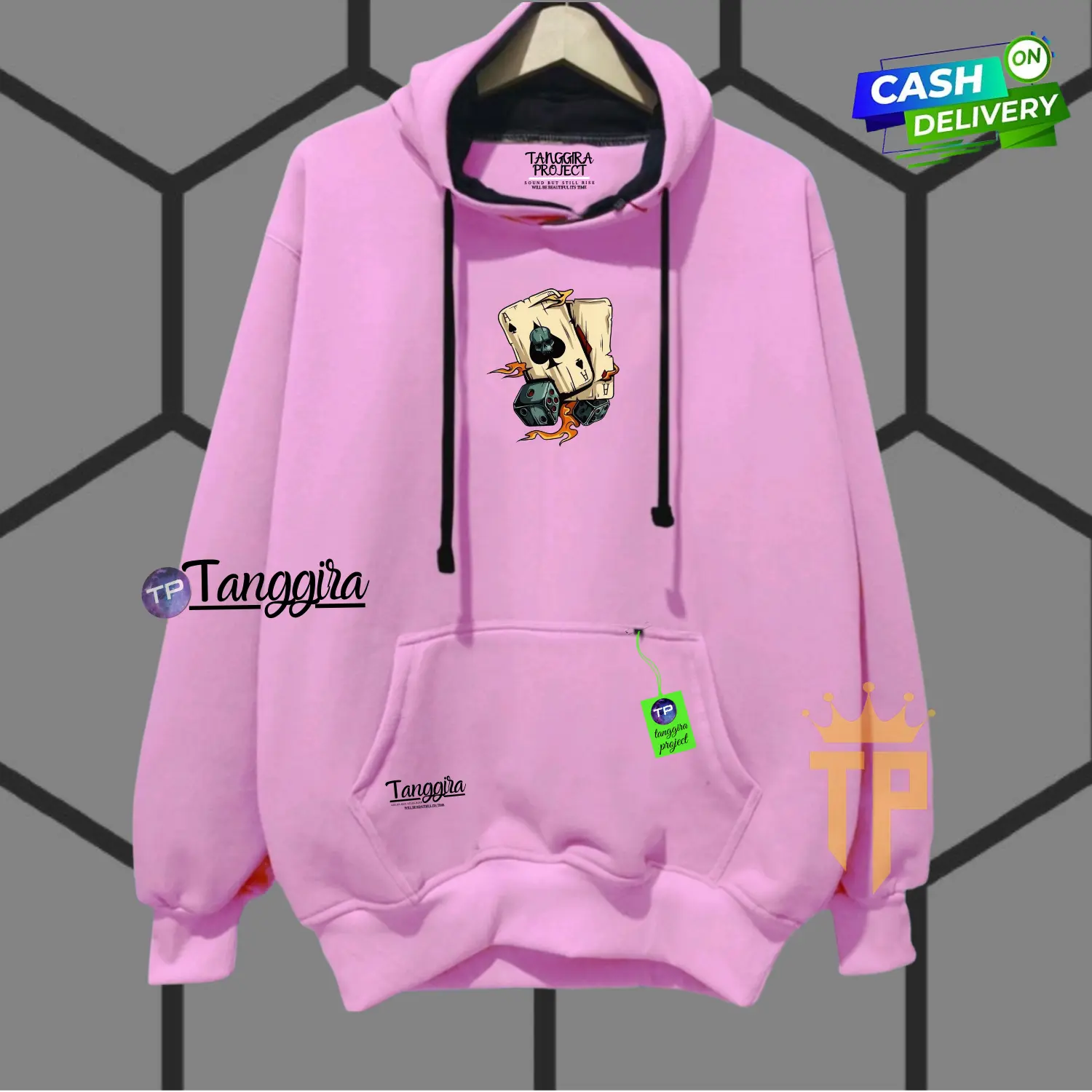 Hoodie Sweter Pria Wanita Distro Warna Pink Hodi Murah Jaket Tebal Terbaru 2024 Keren Hodie Unisex Switer Hode Katun Fleece Sablon CARD Cowok Terpopuler Aesthetic Hudi Jumbo TANGGIRA PROJECT Hudie Premium Lokal Size M L XL XXL
