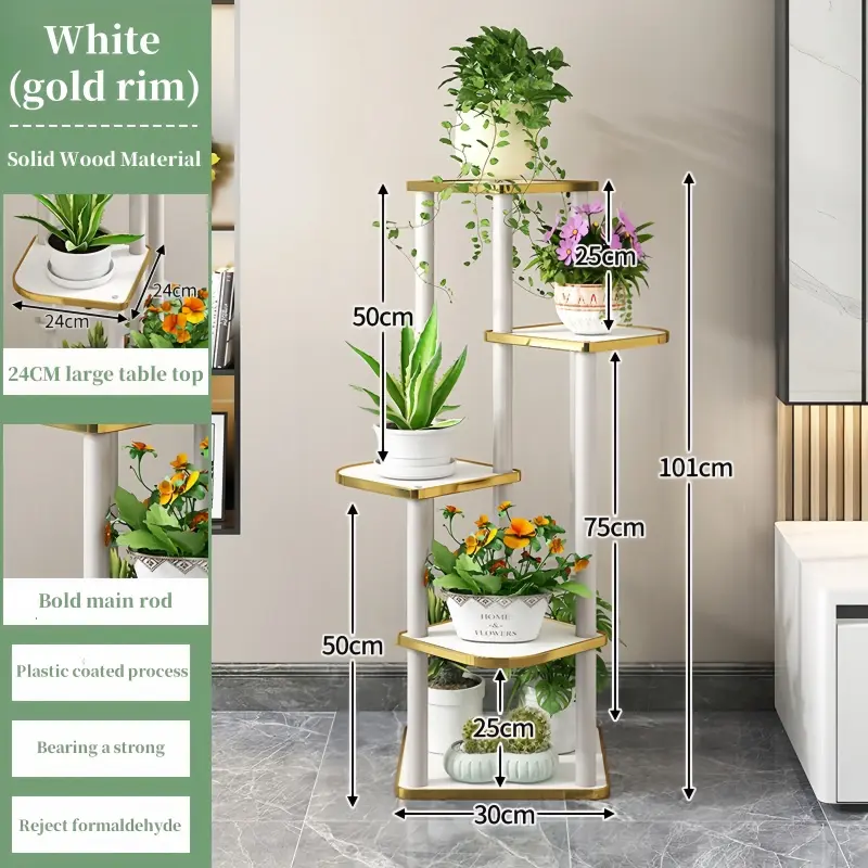 Durable Corner Plant Stand Rack with 5 Tiers for Flower Planters and Plants in White - Compression, Organiser