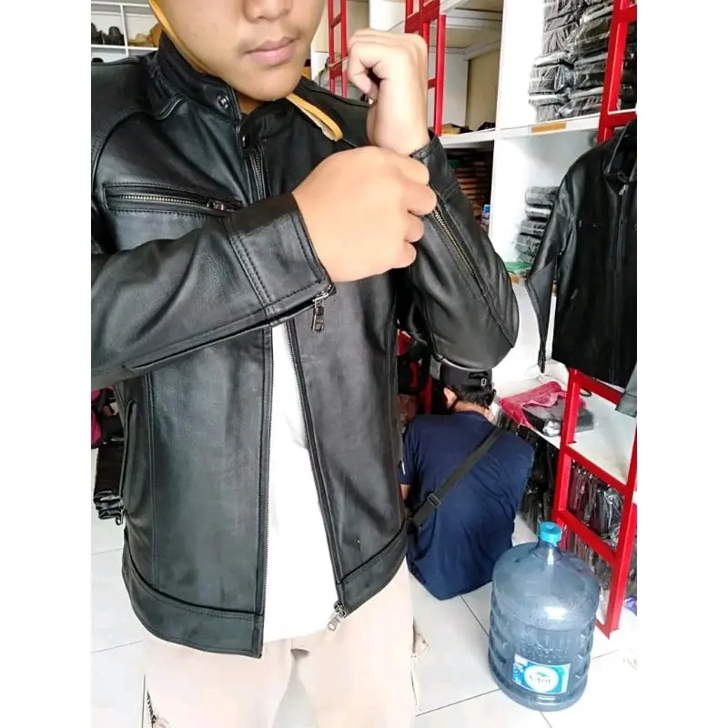 Jaket Pria Asli Kulit Domba Garut Super Elegant Keren Casual Coklat Hitam 2