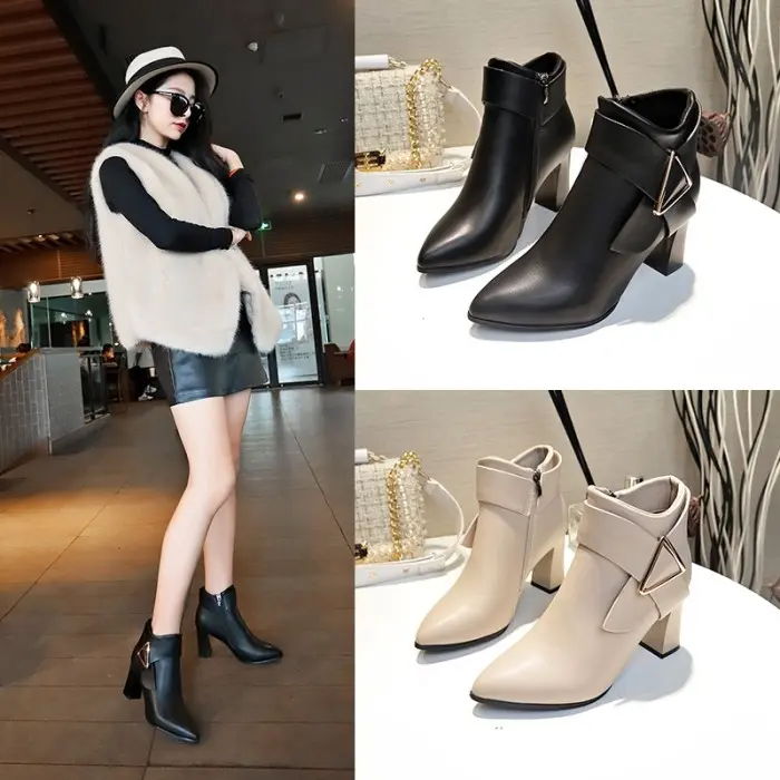 Bagus [Jy] 1506 Sepatu Wanita Heels Hak 911 Boots Elegan Canti 2