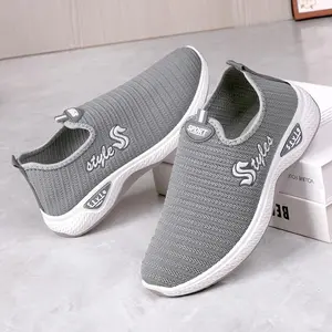 Gobra ♕ SEP106 (Tanpa Kotak) Sepatu Sneakers Wanita Polos Tanpa Tali  7 Pilihan Warna Simple Bahan Rajut Ringan Jogging Olahraga Sepatu Cewek Sport Sepatu Cewek Casual Style