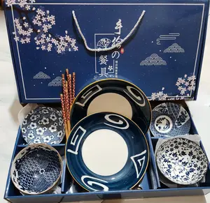 Souvenir Piring dan Mangkok Jepang Set  Hand painted Japanese Plate and Bowl Set Wedding Gift Box Hampers Kado