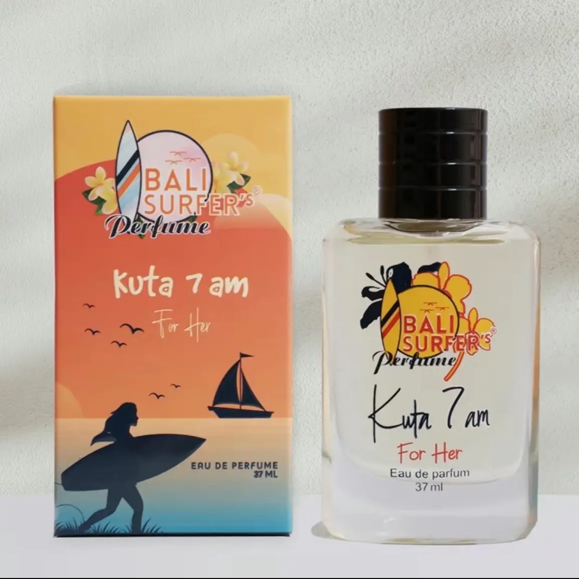 Parfum Pria Bali Surfers Kuta 7 am Eau De Parfum 37ml dengan Campuran Bamboo, Tea, Musk, dan Citrus - Orange, Botol Perfume
