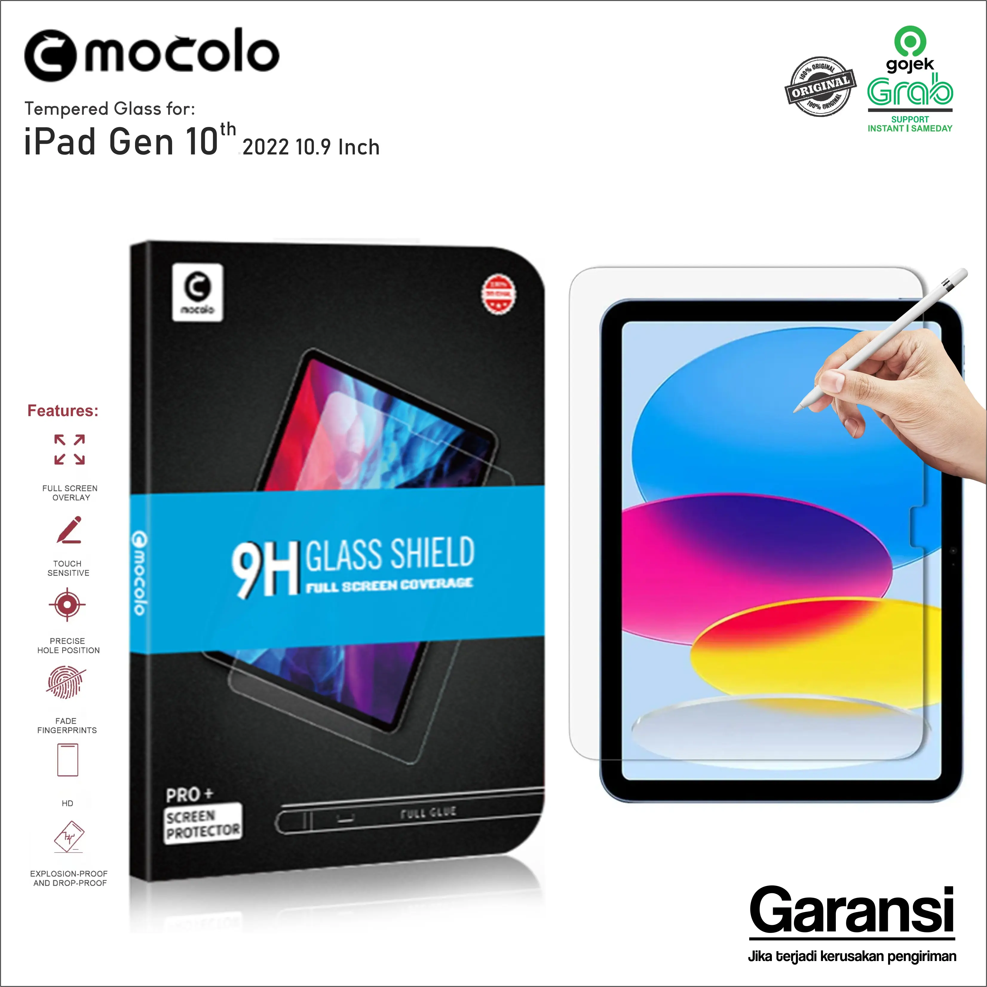 Tempered Glass Tg Anti Gores for iPad 10 Gen 10th 2022 Guard Screen Protector Asahi Japan 9H Hardness Shock Proof 99.9% Transparansi
