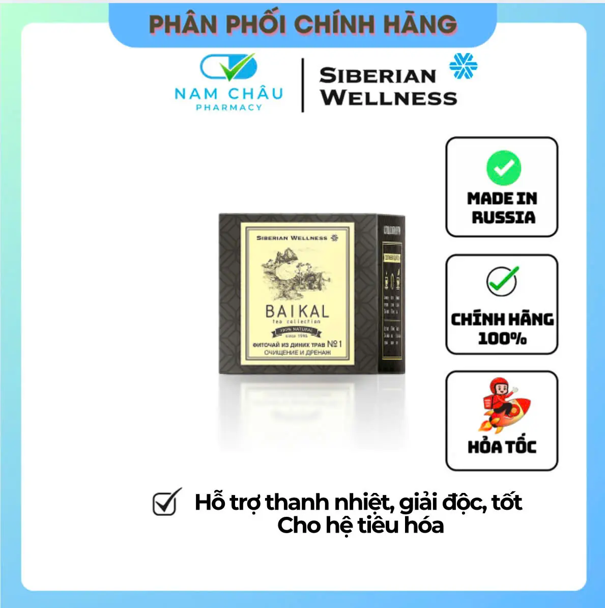 Trà thảo mộc SIBERIAN WELLNESS Baikal tea N1,  hỗ trợ nhuận tràng, Tốt cho hệ tiêu hóa, Hộp 30 gói.