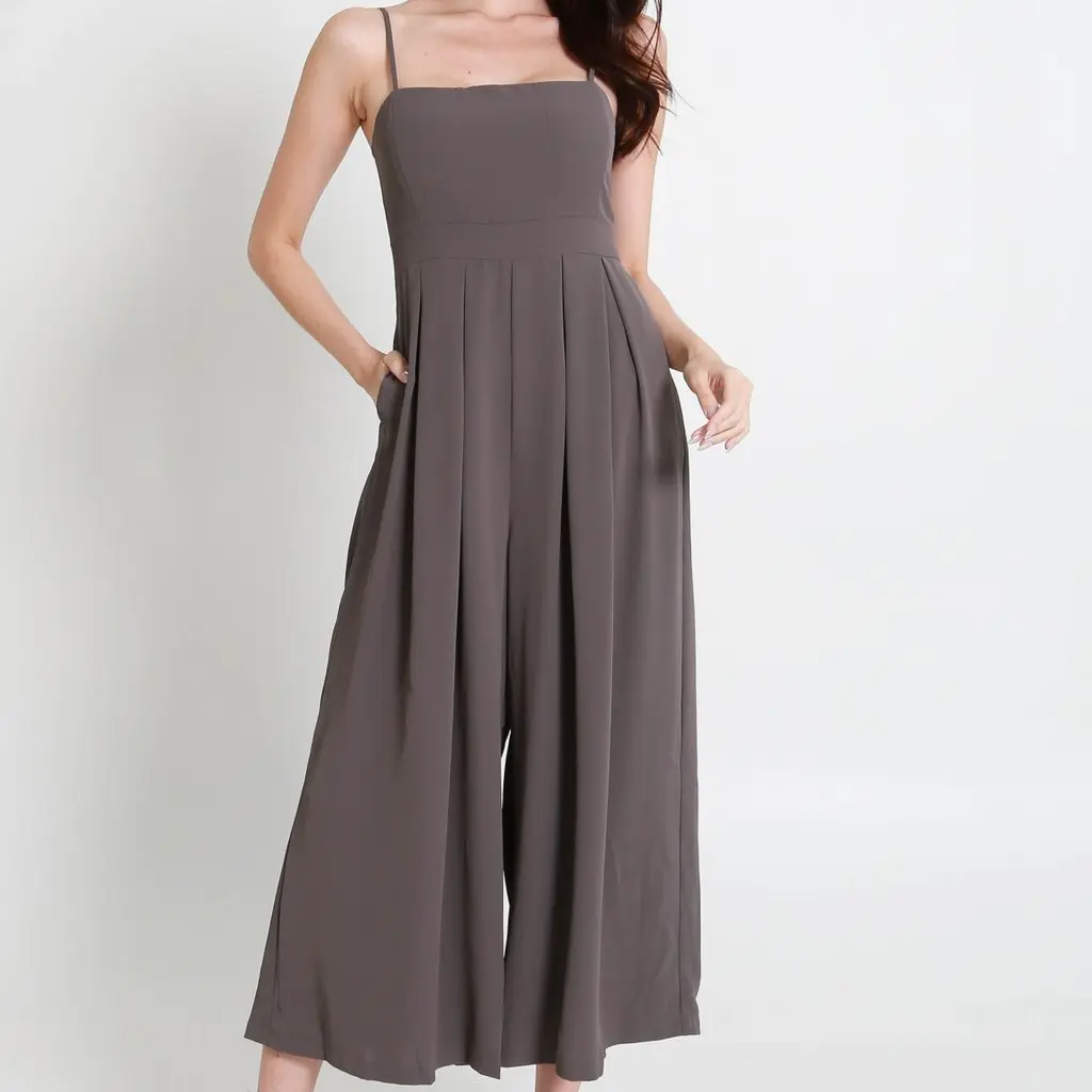 Lazie Pleated Jumpsuit (Ash Taupe)