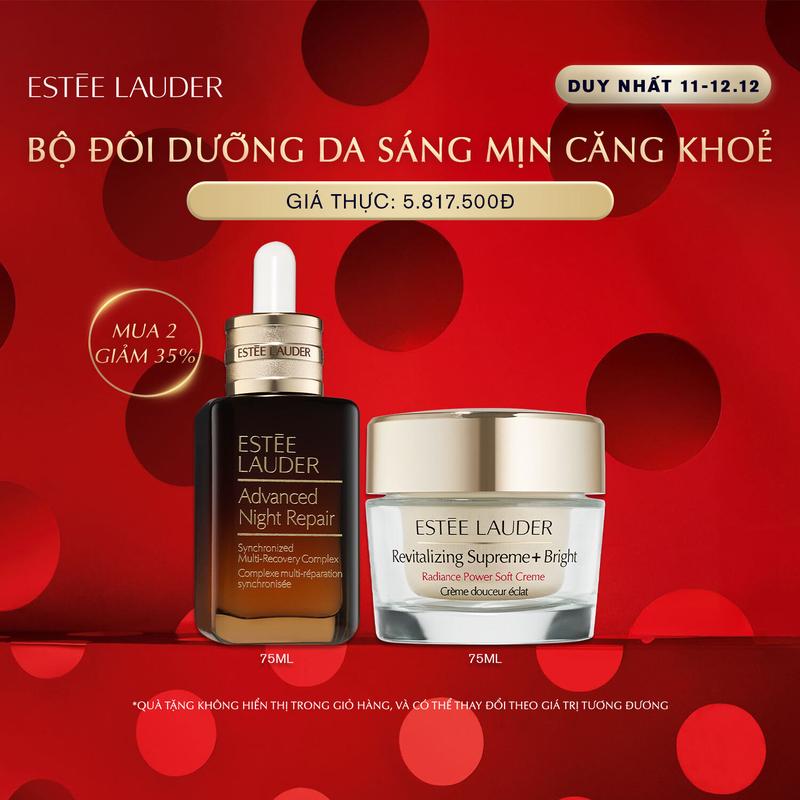  Combo Tinh chất  Serum  phục hồi chống lão hóa Estee Lauder Advanced Night Repair Synchronized Multi-Recovery 75ml và Kem dưỡng săn chắc mờ thâm Estée Lauder Revitalizing Supreme+ Bright Radiance Power Soft Crème 75ml 