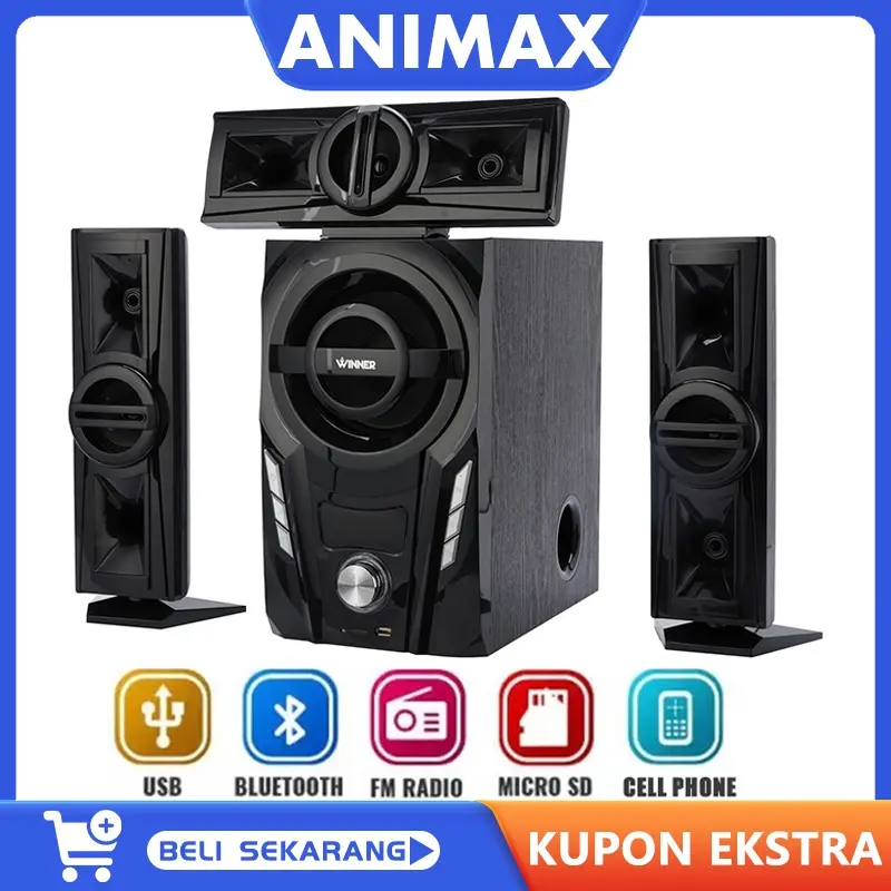 （Clearance Sale)Animax Bluetooth Speaker Bass Subwoofer Karaoke Speaker 5 inch Aktif Wireless Portable Mobile