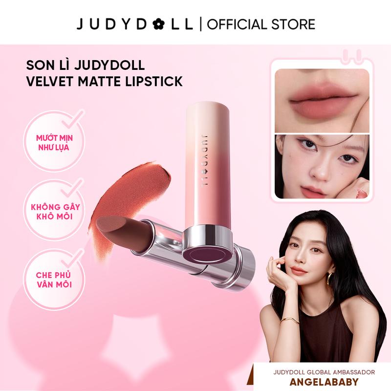 [NEW] Son Kem JUDYDOLL Velvet Matte Lipstick Son thỏi Ẩm mướt Bơ mịn Mờ vân môi 3,6g