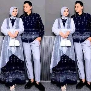 Good Ethnic - Baju Tenun Couple Gamis Mariposa Set Couple Tenun Dress Mariposa Baju Couple Pasangan Seragam Kebaya Wanita  Sarimbit Keluarga Batik Kondangan Muslim