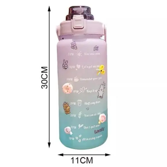 BOTOL MINUM KEKINIAN 2 LITER 2000ML  BOTOL MINUM TRANSPARAN KOREA BOTOL AIR MINUM MOTIVASI JEPALO MAKASSAR Minuman Putih 6