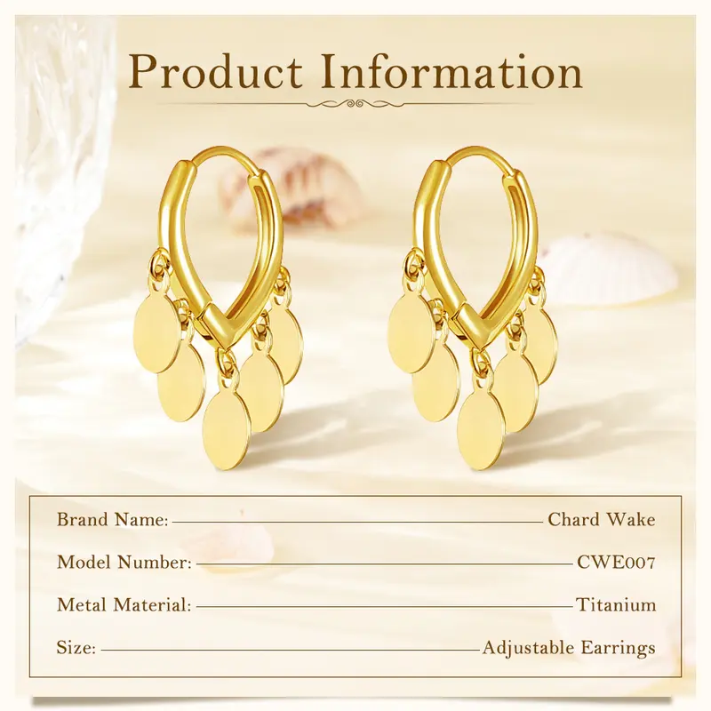 【003Harga telah dibanting, segera di CO】Chard Wake Anting Wanita Titanium Korea Elegan Antingan Anti Pudar Original Earrings  CWE007 6