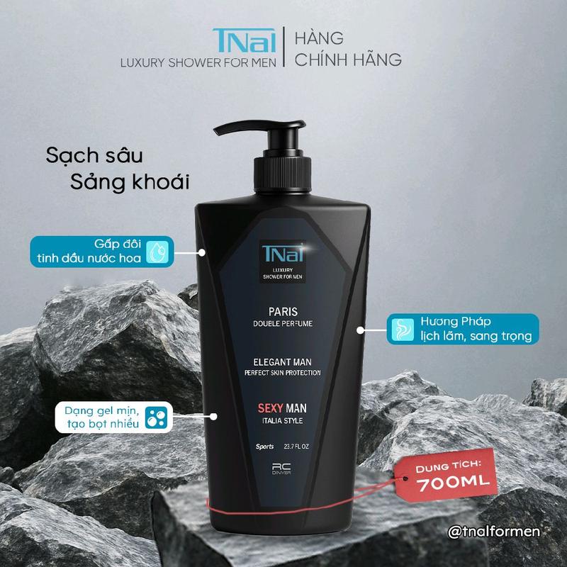  KIMTRON X TNal' Luxury Shower Sữa Tắm Nam 700ml Hương Paris Sang Trọng Thơm Chuẩn Quý Ông Lịch Lãm Quyến Rũ Dạng Gel Mịn Tạo Bọt Nhiều 