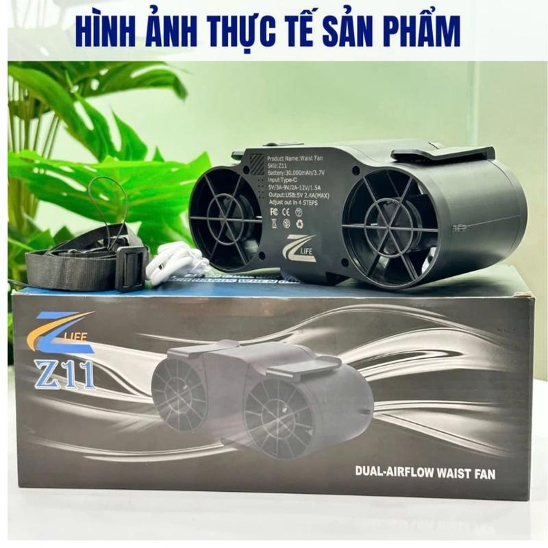 Quạt Đeo Thắt Lưng - Đeo Cổ Zlife Z11 30000mAh - Quạt Điều Hòa Tích Điện Dùng 30H Kèm Sạc Dự Phòng 8