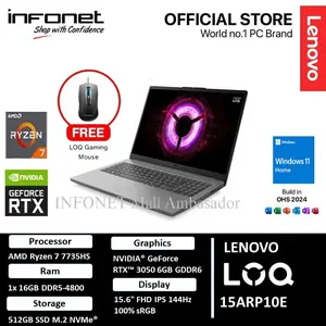 LENOVO LOQ 15ARP10E RTX3050 RYZEN 7 7735HS 16GB 512G SSD 15.6" FHD IPS 144Hz WIN11 OHS2024