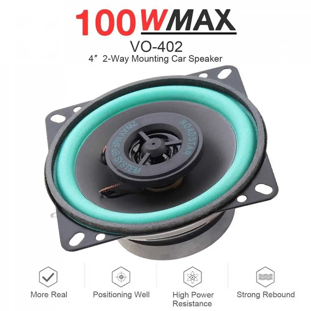 [COD] ROADSTAR Speaker Coaxial Mobil HiFi 4 Inch 100W 1 PCS - VO-402