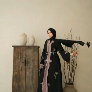 gamis abaya saraza tipe tasya pita Muslim Wanita Dress Hitam Dewasa Remaja Mewah Lebaran