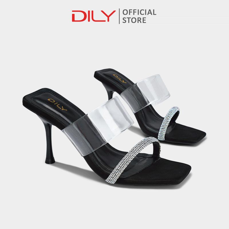 Guốc nữ DILY quai đính đá sang trọng dép guốc cao gót nhọn tôn dáng cao 8cm DL0595