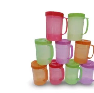 Gelas Mug Poppy 1 Liter dengan Tutup – Warna Transparan Ceria OMAHQU Minuman Plastik Kitchenware