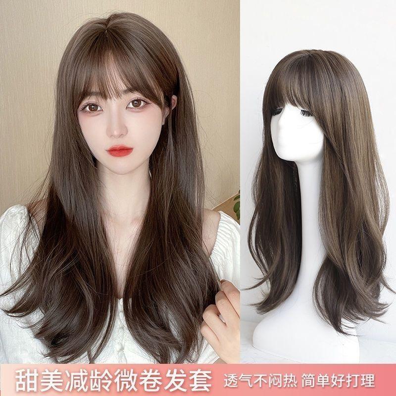 Wig Women's Full-Head Wig-Style Mid-Length Hair 2024 Fashion New Wig Sheath Suitable for round Faces Hairstyle Simulation Natural 4