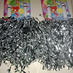 1 pasang Pompom cheerleader / pom pom rumbai / aksesoris pesta warna warni Gold
