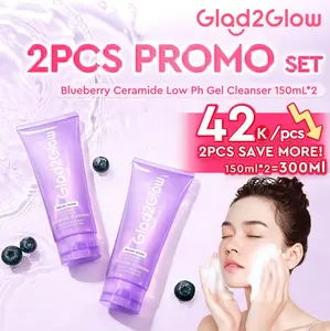 【150ml 49K】Glad2Glow Blueberry Ceramide Low pH Cleanser - Facial Wash Gentle skincare face wash sabun cuci muka mencerahkan wajah exfoliating exfoliasi wajah sabun muka pembersih wajah Memperbaiki penghalang kulit tetap terhidrasi wajah bersih glow